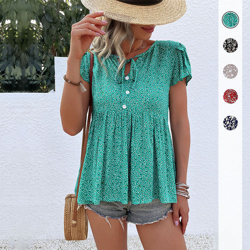 Women Flowing Button Peplum Top Lune London