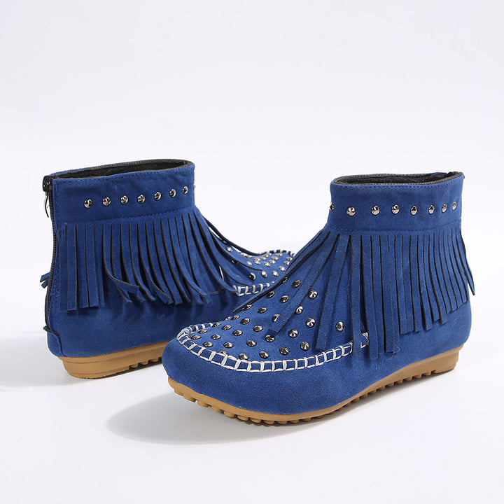 Women Moccasins with trendy fringe embellishments and shiny accents Lune London