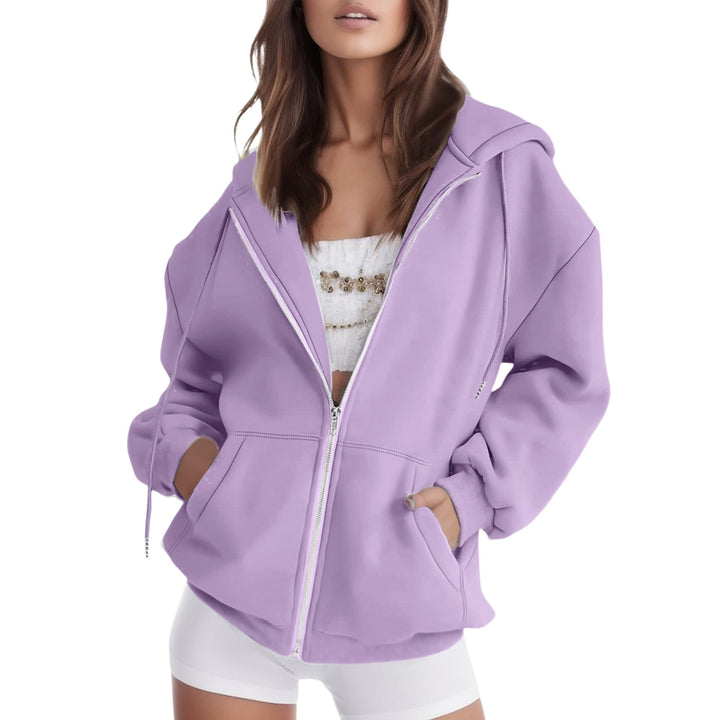 Ladies oversized hooded jacket with practical pockets Lune London