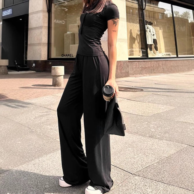 Lune London long sleeve crop top and long pants set for women