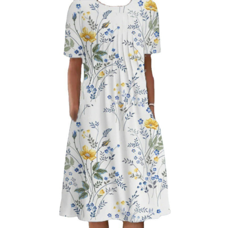 Maxi dress for women with a floral design and wide sleeves Lune London