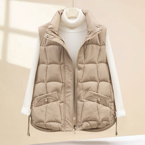 Ladies quilted vest with practical pockets and high collar Lune London
