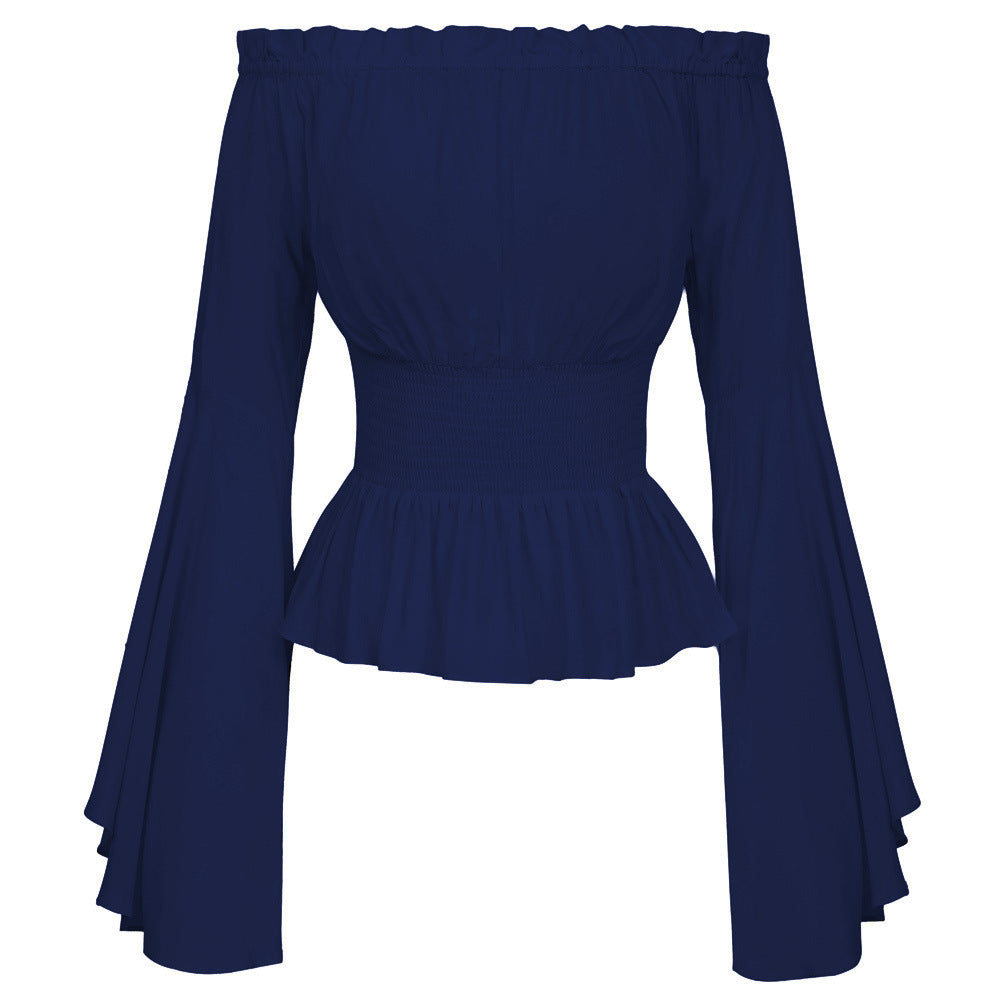 Off-the-shoulder top for women with elegant bell sleeves and an elastic waist Lune London