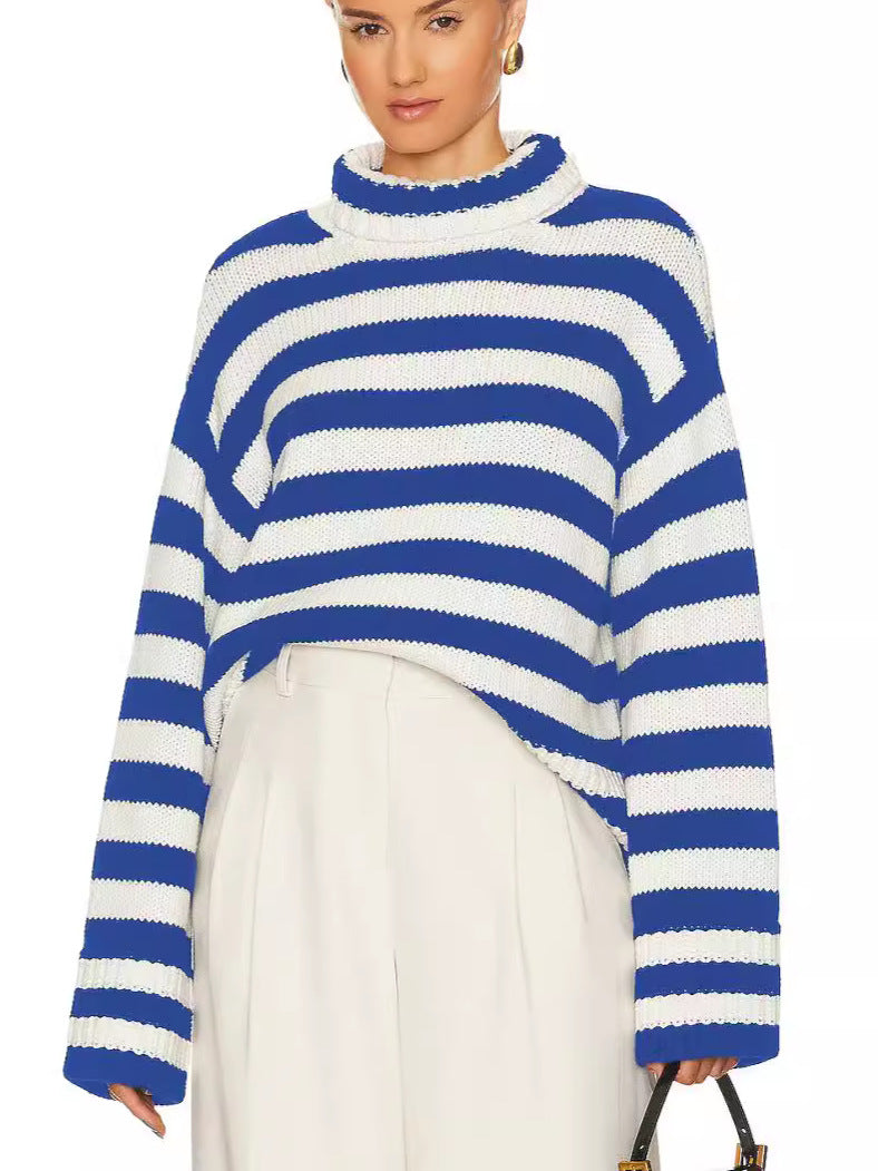 Pullover court pour femmes avec larges rayures Lune London