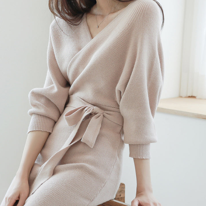 Robe portefeuille pour femmes en tricot doux Chic & Stil