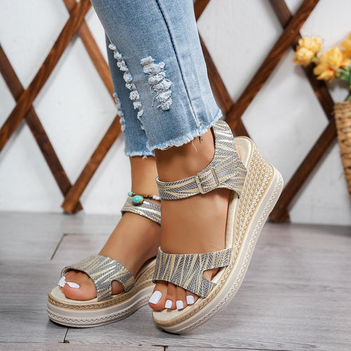 Wedge sandals for women with an elegant strap design and breathable upper material Lune London