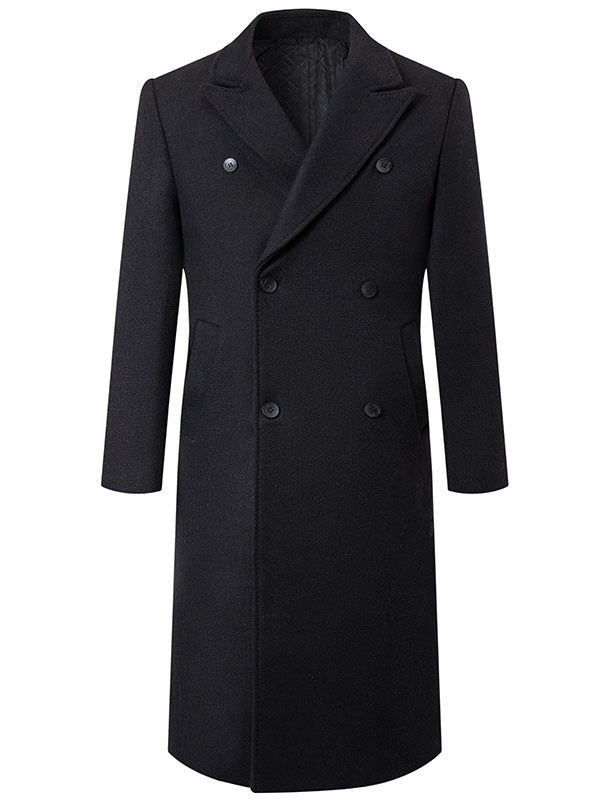Double-breasted wool coat for men with an elegant notch lapel Lune London