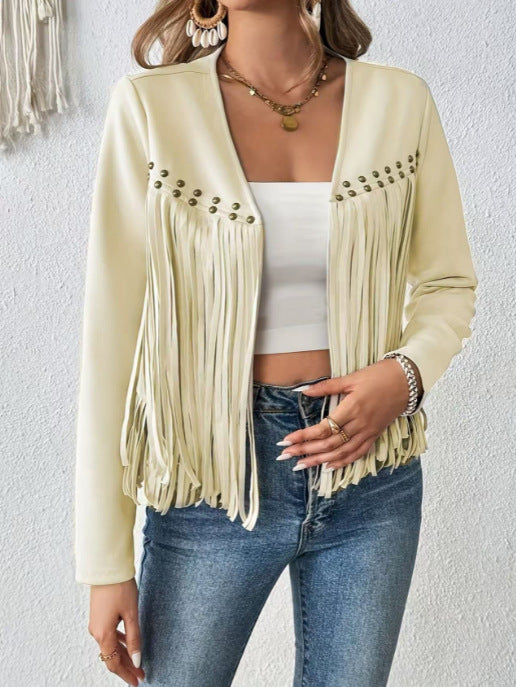 Veste à franges pour femmes avec des clous décoratifs et une coupe élégante Chic & Stil
