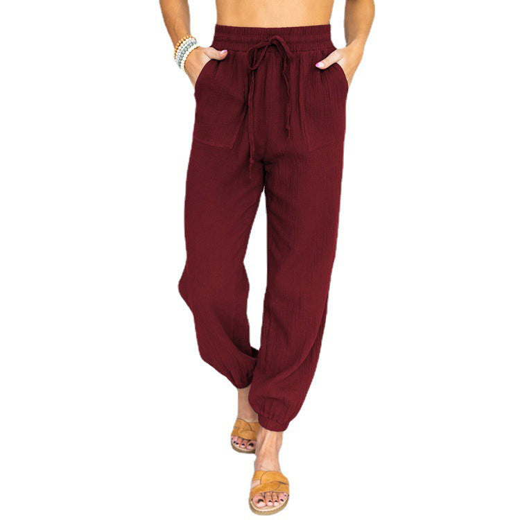 Ladies Airy Leisure Pants with Elastic Waistband and Side Pockets Lune London