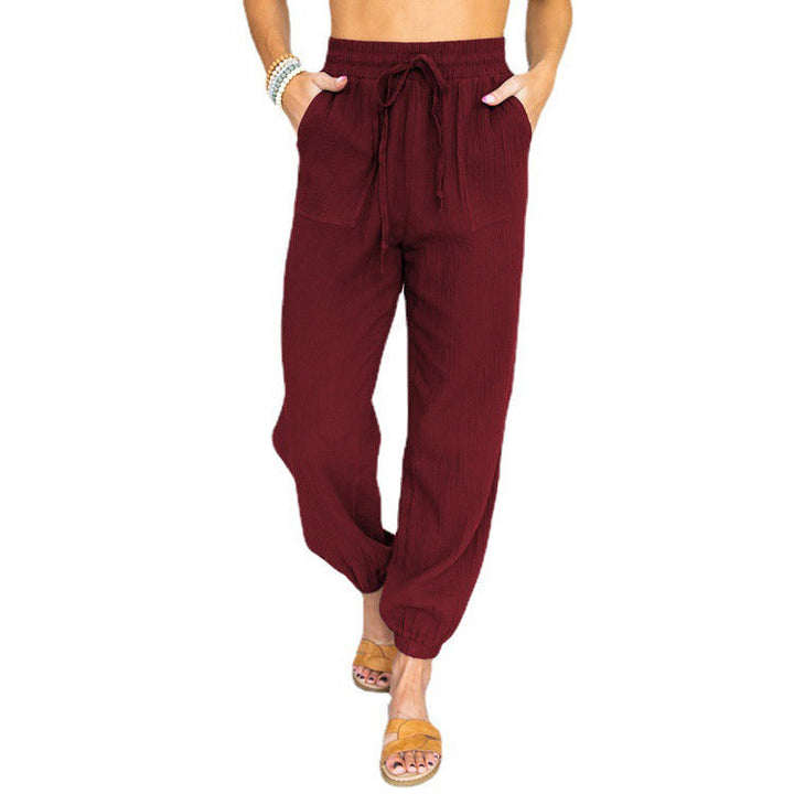 Ladies Airy Leisure Pants with Elastic Waistband and Side Pockets Lune London