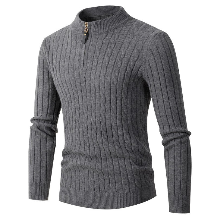 Men's Elegant Turtleneck Sweater with Modern Zip Closure and Ribbed Structure Lune London