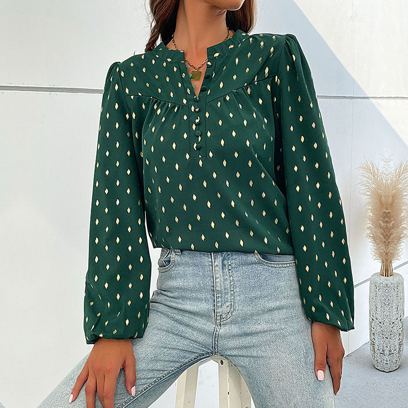 Women's shirt with fine print and button details Lune London