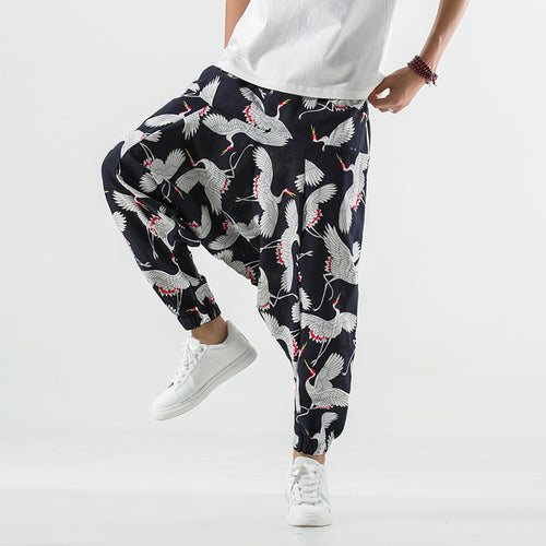 Casual Harem Pants for Men with Modern Print and Elastic Waist Lune London