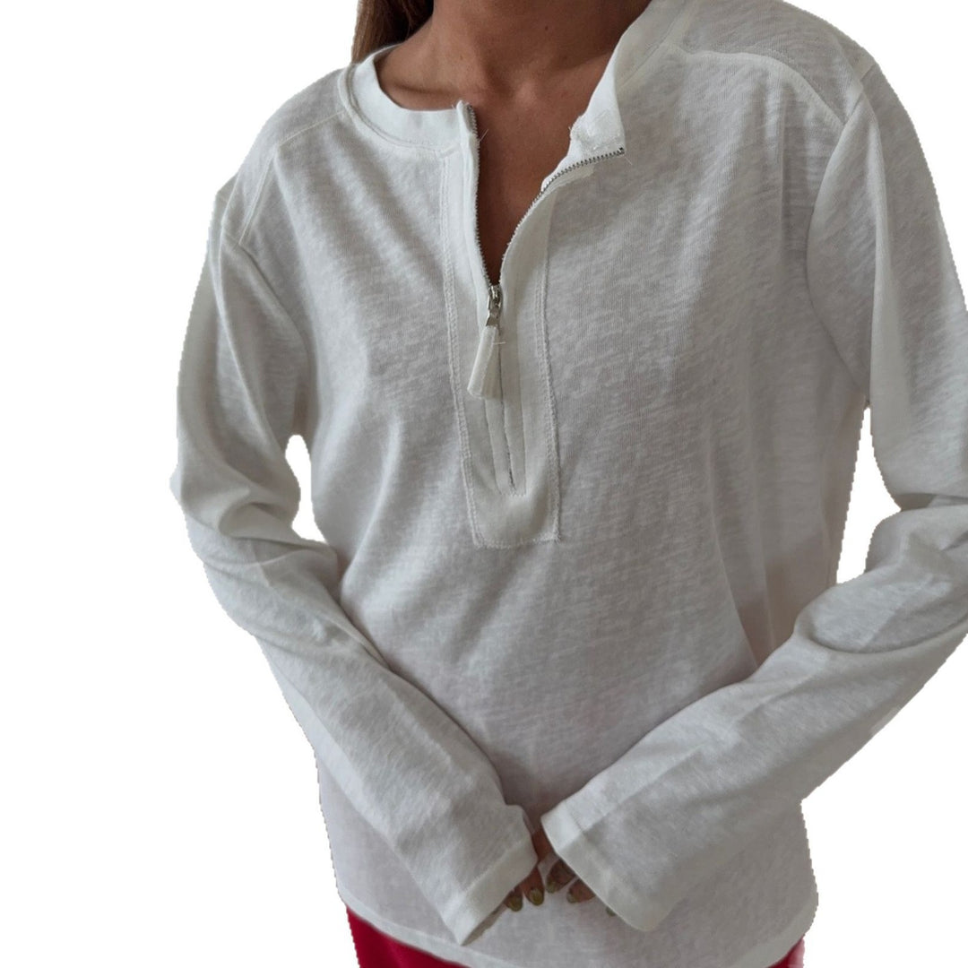 Women's long sleeve shirt with trendy zipper and soft seams Lune London