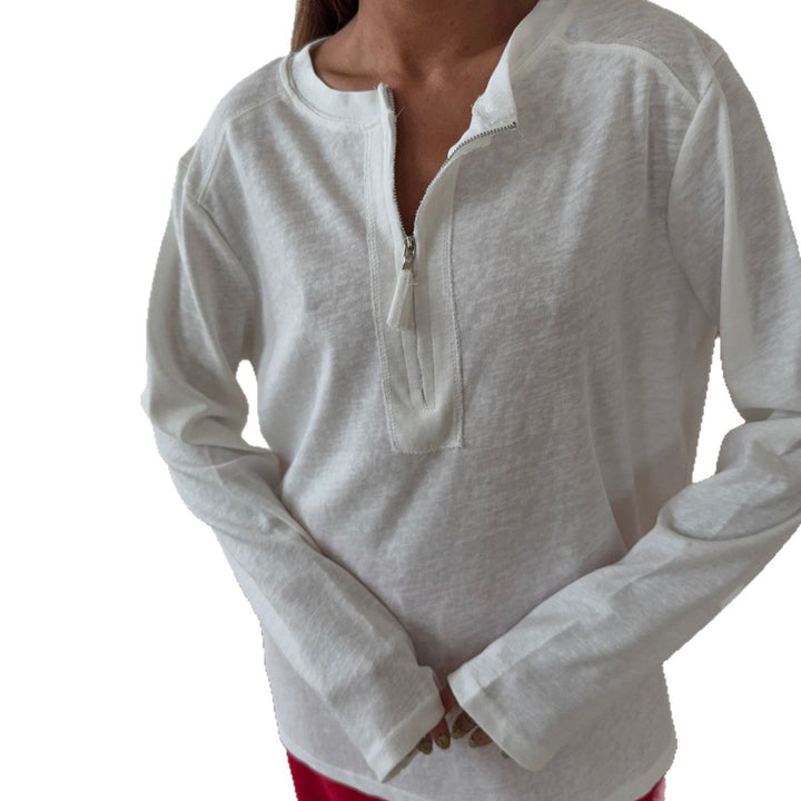 Women's long sleeve shirt with trendy zipper and soft seams Lune London