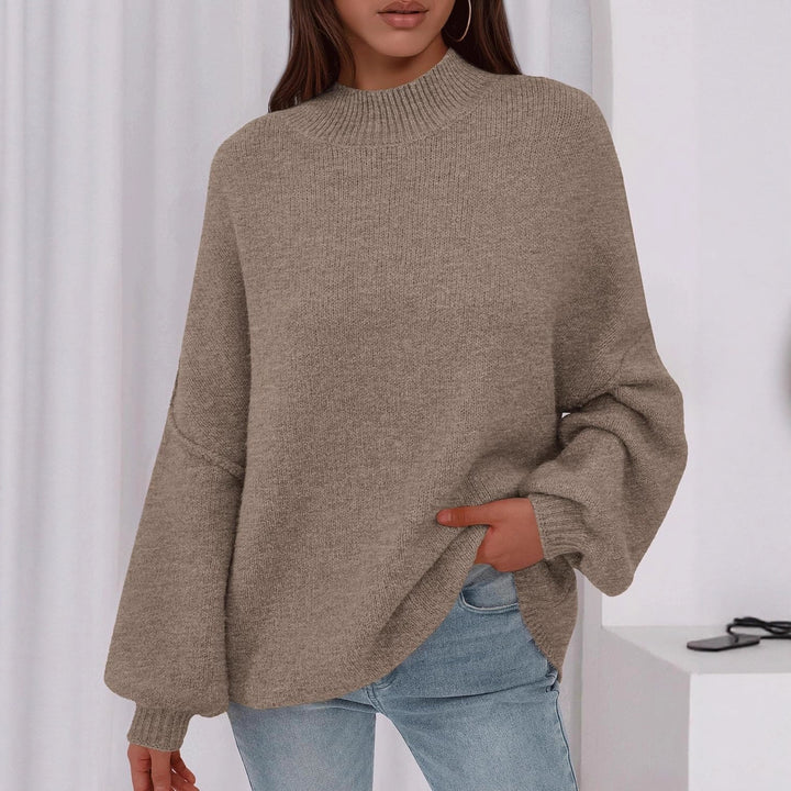 Ladies oversized knit sweater with comfortable fit and high collar Lune London