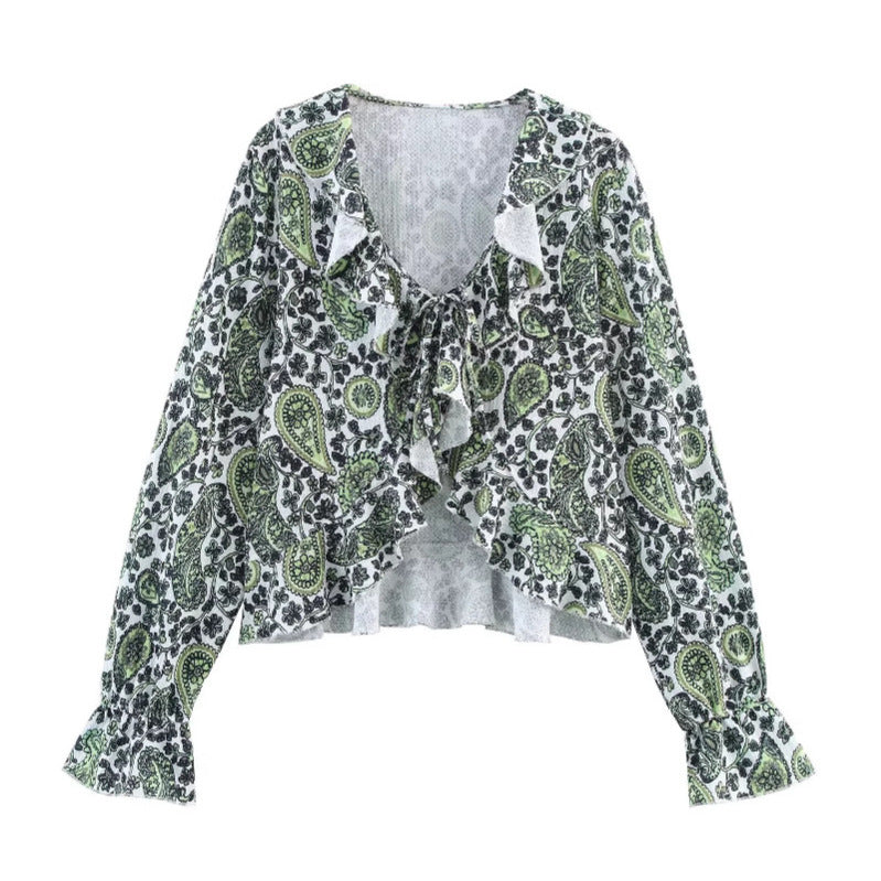 Blouse femme avec des détails romantiques en volants et des motifs floraux Chic & Stil