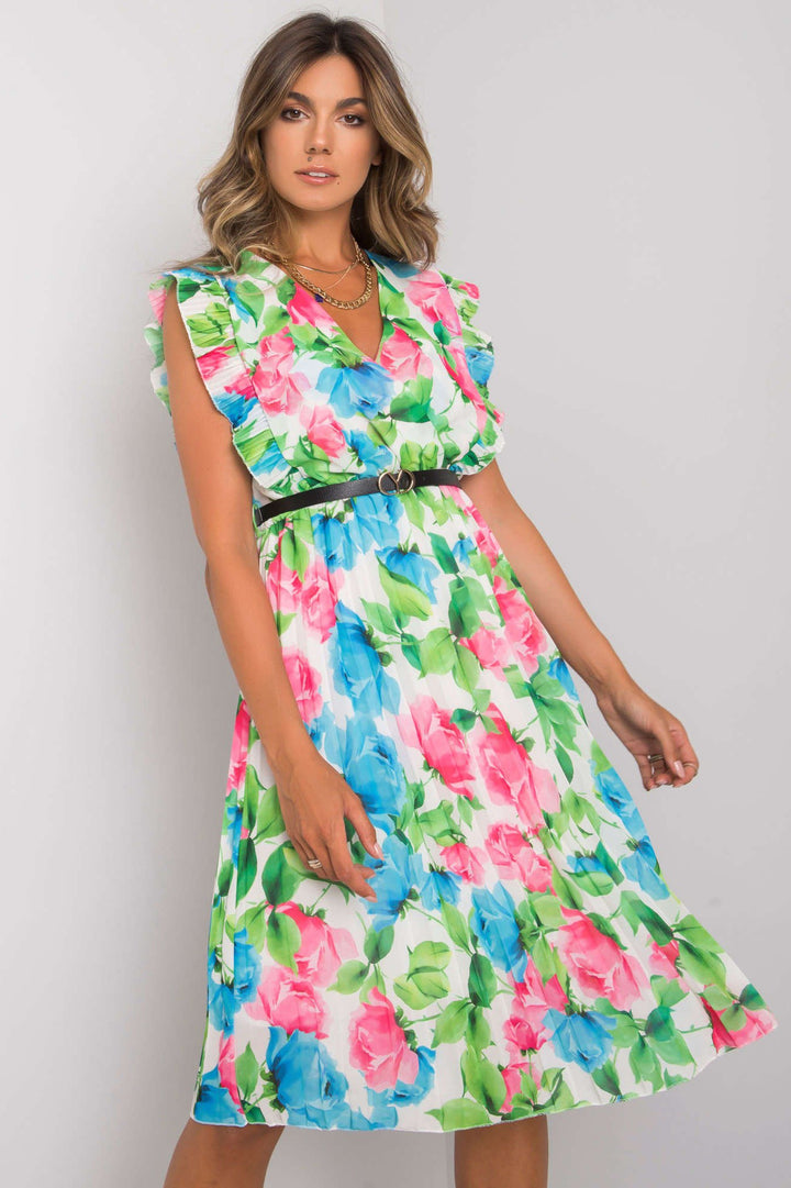 Lune London Floral Print Ruffled Sleeve Midi Dress for Women