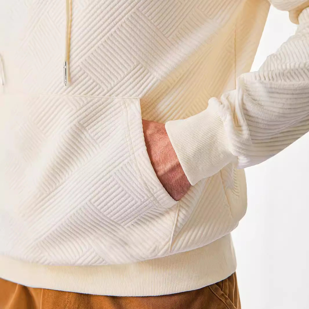 Men's hoodie with textured design and practical kangaroo pocket Lune London