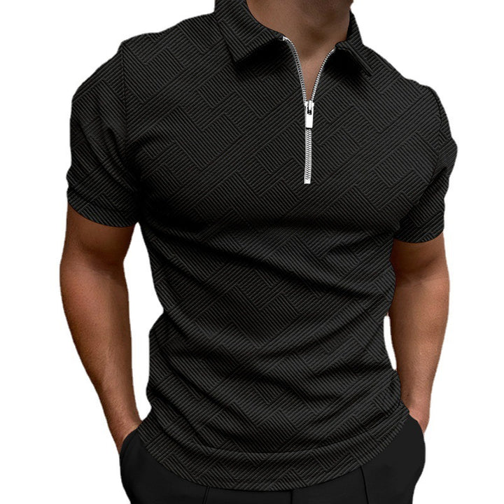 Men's zip polo short sleeves textured Lune London