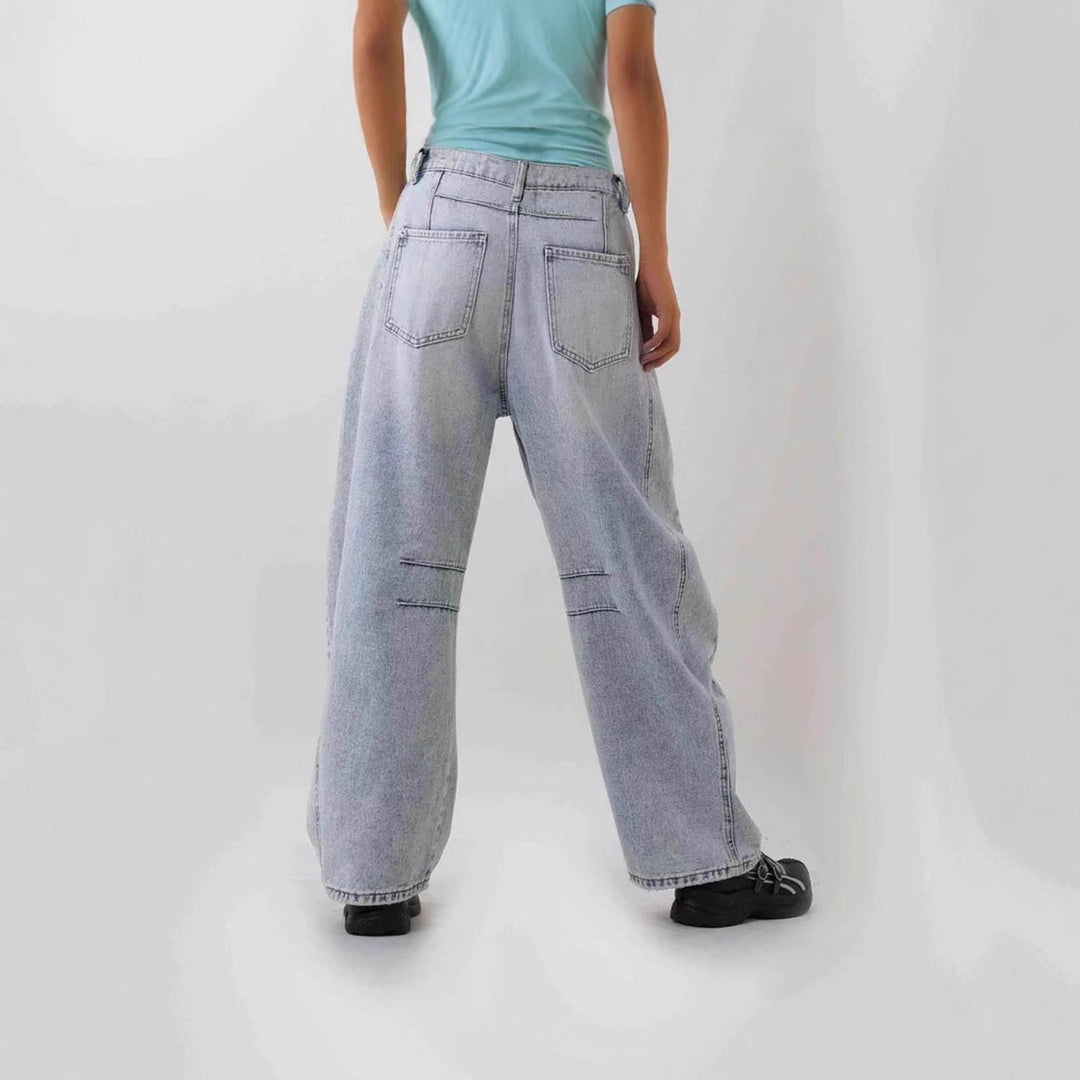 Ladies wide-cut destroyed jeans Lune London