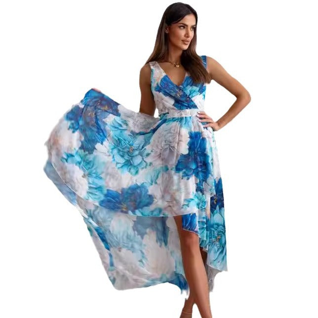Lune London high-low floral maxi dress for women