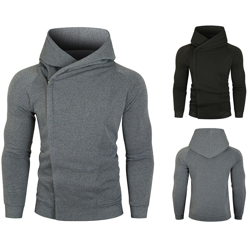 Men's hoodie with asymmetrical zip and high collar Lune London