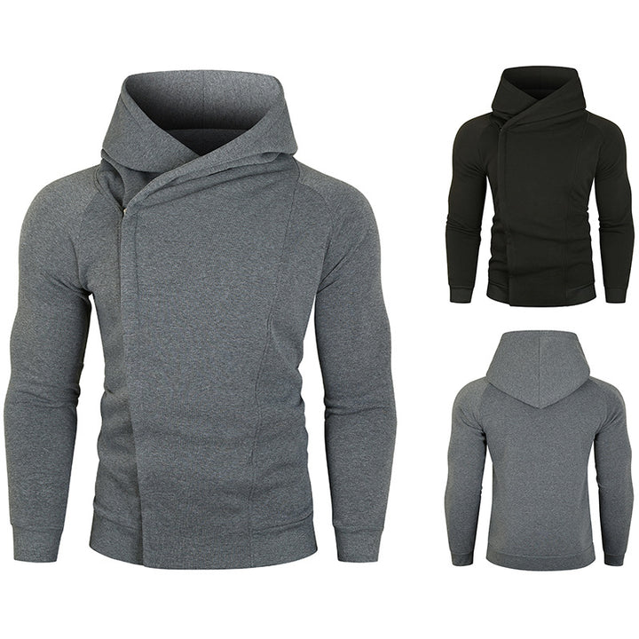 Men's hoodie with asymmetrical zip and high collar Lune London