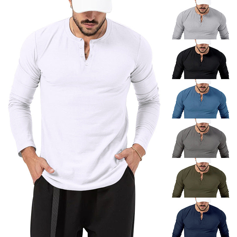 Men's Long Sleeve Henley Shirt in High Quality Cotton Blend with Stylish Button Details Lune London