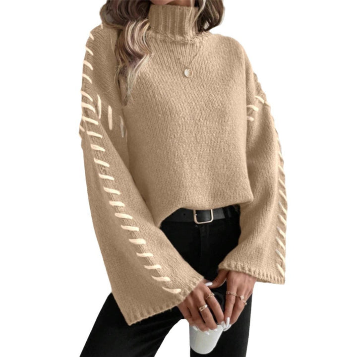 Knit sweater for women with wide sleeves and a high collar Lune London