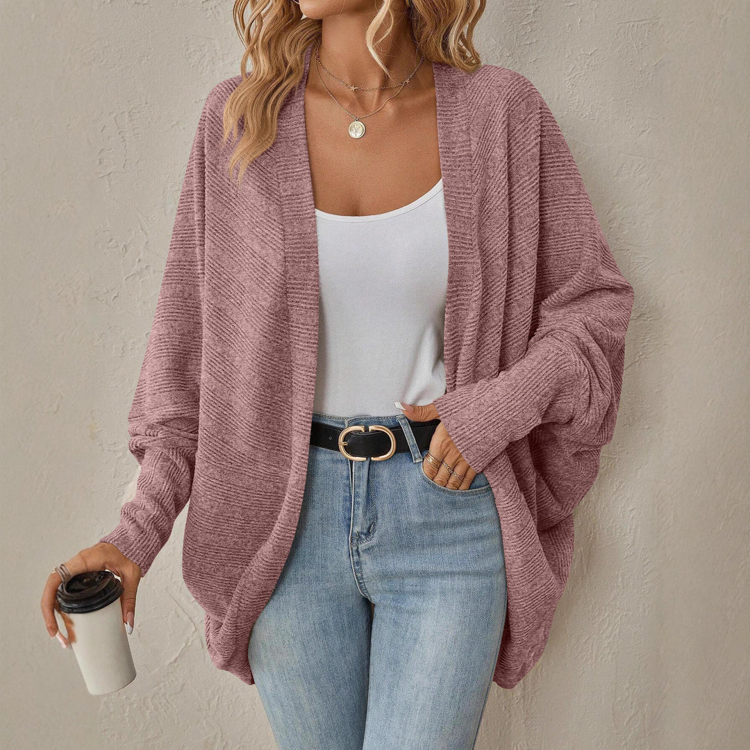 Ladies casual open cut cardigan with modern textured pattern Lune London