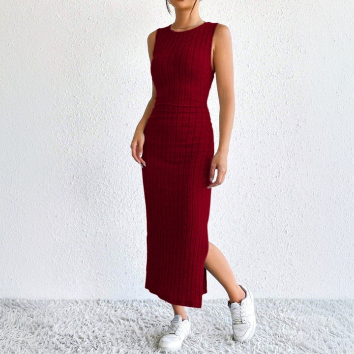 Robe en tricot pour femme avec cardigan long et fente sur le côté Chic & Stil
