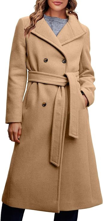 Ladies Elegant Double-Breasted Coat with Belt Detail Chic und Stil