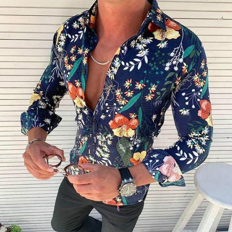 Long sleeve shirt for men with a modern floral design Lune London