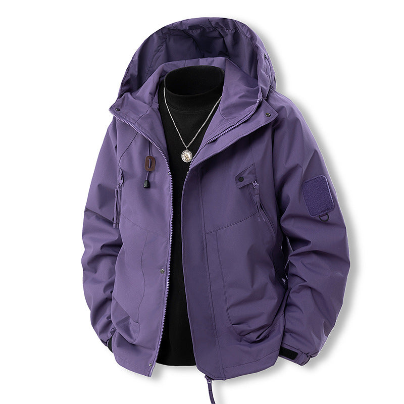 Versatile outdoor jacket for men with adjustable hood and numerous pockets Lune London