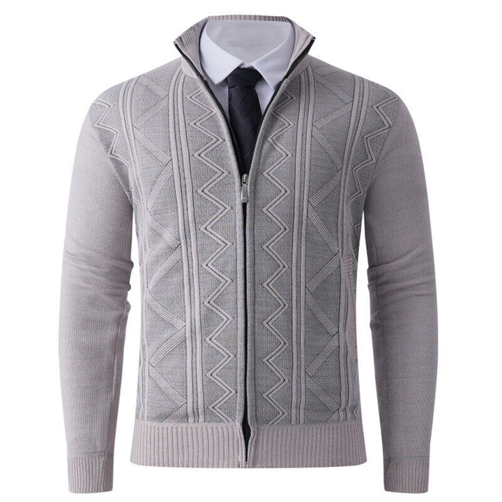 Men's knit jacket with modern zipper and elegant patterns Lune London