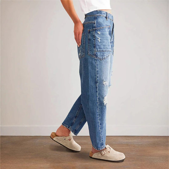 Women's Denim Pants with Large Pockets Lune London