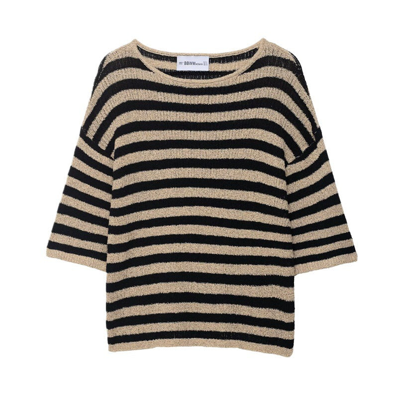 Casual knit sweater for women with wide stripes and a soft material Lune London
