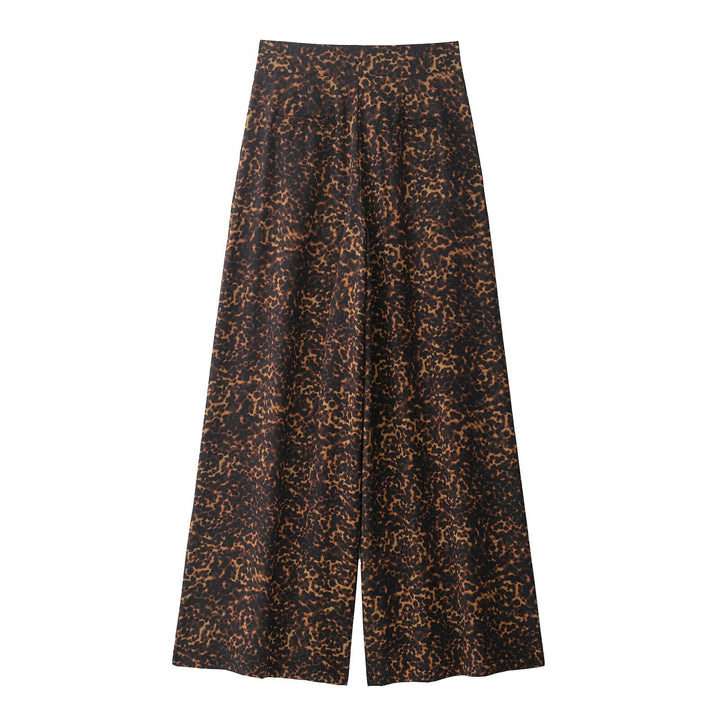 Women Loose Leopard Print Pants with Elastic Waist and High Pockets Lune London