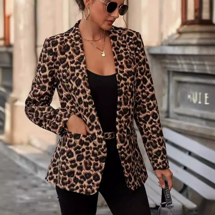 Women's Fashionable Blazer In Leopard Design with Slim Fit Lune London