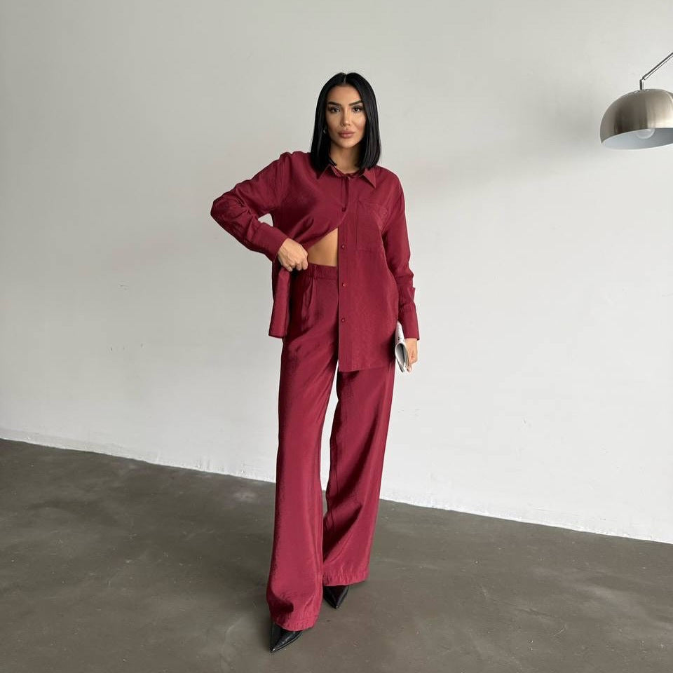 Women's Long-Sleeved Silk Shirt with Fine Structure Lune London