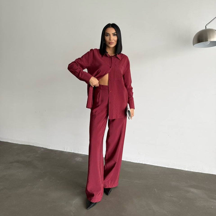 Women's Long-Sleeved Silk Shirt with Fine Structure Lune London
