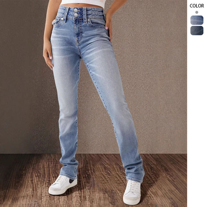 Ladies High-Waist Jeans in Vintage Look with figure-hugging fit Lune London