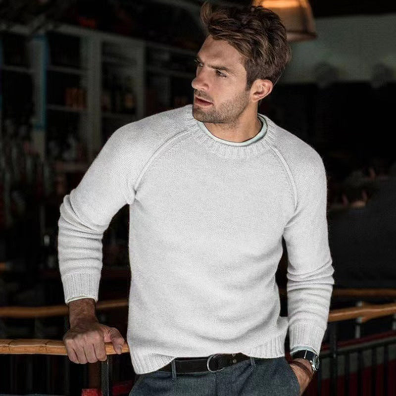 Crew neck pullover for men in fine knit Lune London