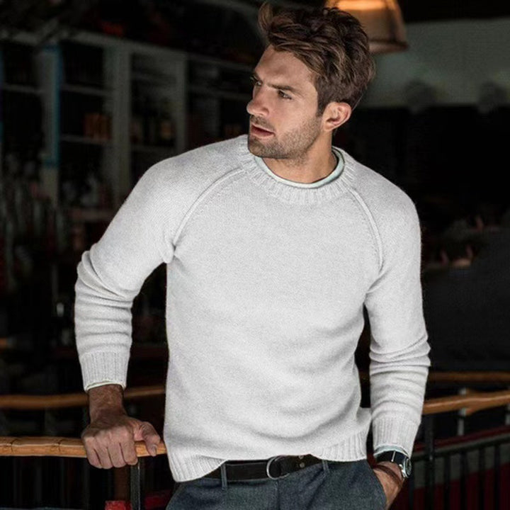 Crew neck pullover for men in fine knit Lune London