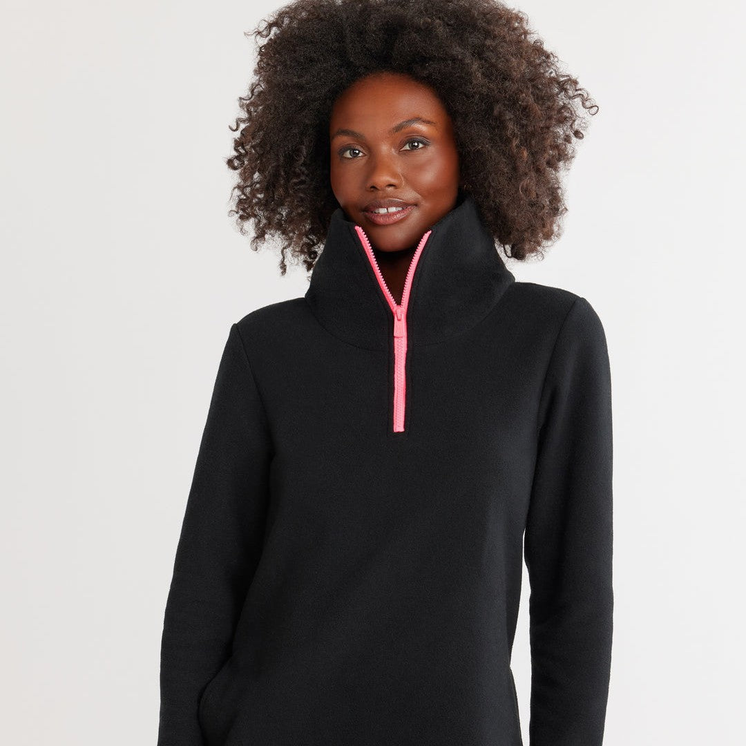 Fleece pullover for women with high collar and sporty zipper Lune London