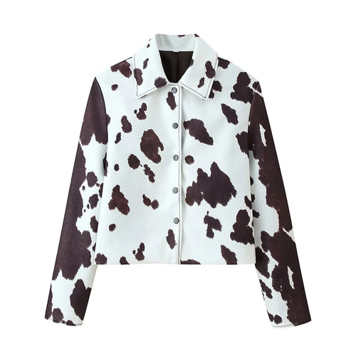 Cropped faux leather jacket for women with animal print Lune London