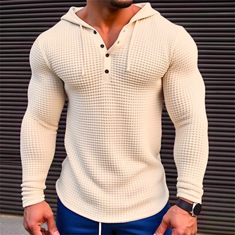 Men's Hoodie with textured design and Chic collar Style