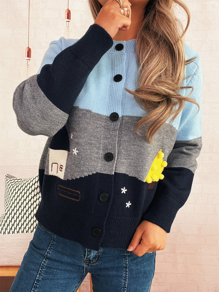 Dames cardigan ludique avec des applications créatives Chic & Stil