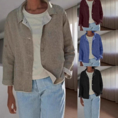 Ladies lightweight and casual cotton jacket with buttoned details Lune London
